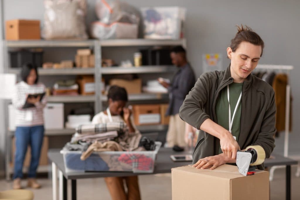 Small business team managing courier shipments